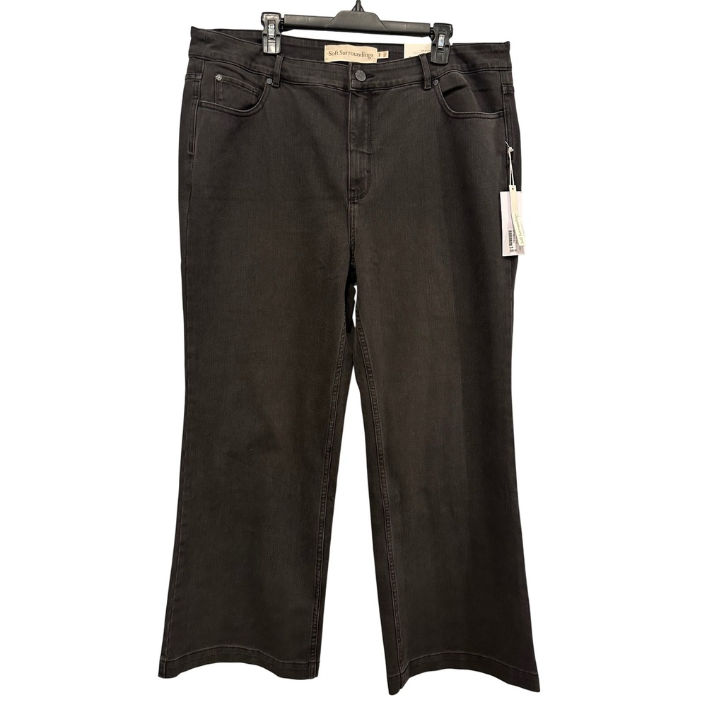 Soft Surroundings Ultimate Denim Wide Leg Jeans Moonstone Wash 18W Grey